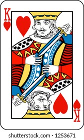 King of hearts from deck of playing cards, rest of deck available.