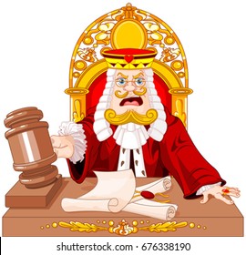 King of Hearts judge with gavel makes verdict for law 
