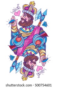 King of hearts. Playing card suit in style pastel goth.