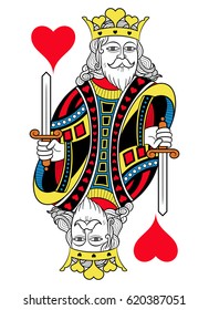 King of hearts without card frame. Design inspired by french tradition.  