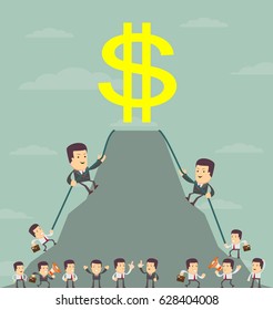 King of the hill. Businessman is wants to get the prize , Successful man , Business concept - vector illustration
