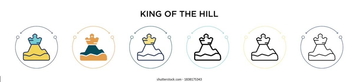 Rey del icono de la colina en el estilo relleno, delgado, contorno y trazo. Ilustración vectorial de dos colores y negro rey de los diseños de los iconos vectores de la colina se puede usar para móviles, ui, web