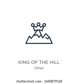 King of the hill icon. Thin linear king of the hill outline icon isolated on white background from other collection. Line vector sign, symbol for web and mobile