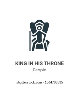 King in his throne vector icon on white background. Flat vector king in his throne icon symbol sign from modern people collection for mobile concept and web apps design.