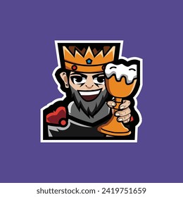 king holding beer sticker vector