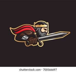 king holding in his hand sword vector illustration 