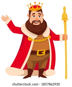 El rey sostiene el cetro. Carácter real al estilo de las caricaturas.