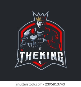 King holding a sword inside a frame for logo team sport and esport gaming