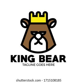 king honey bear logo vector illustration