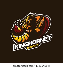 king of hornet logo for e-sport gaming mascot logo