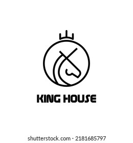 King Horse illustration vector design with black and white color theme for logo and icon