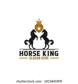 the king of horses logo with two strong looking horses that convey the message that he is the king