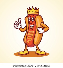 King hot dog logo template cartoon character 