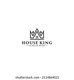 king of the house logo by combining crown and house