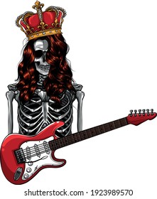 king human skeleton playing on electric guitar