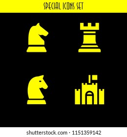 king icon. 4 king set with castle and chess vector icons for web and mobile app