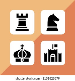 king icon. 4 king set with castle, chess and crown vector icons for web and mobile app