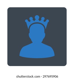King icon from Award Buttons OverColor Set. Icon style is smooth blue colors, flat rounded square button, white background.