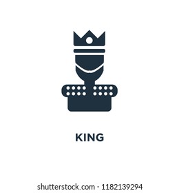 King icon. Black filled vector illustration. King symbol on white background. Can be used in web and mobile.