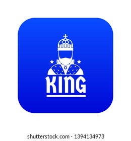 King icon blue vector isolated on white background