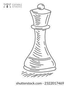 King icon. Chess figure Line Art. Editable stroke