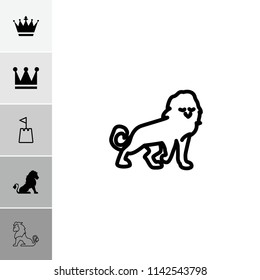 King icon. collection of 6 king filled and outline icons such as lion, crown, crown. editable king icons for web and mobile.