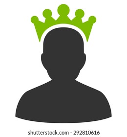 King icon from Competition & Success Bicolor Icon Set. Vector style: flat bicolor symbols, eco green and gray colors, rounded angles, white background.