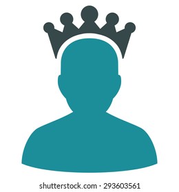 King icon from Competition & Success Bicolor Icon Set. Vector style: flat bicolor symbols, soft blue colors, rounded angles, white background.