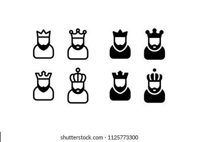 King Icon Design Vector Symbol Set Kingdom Crown