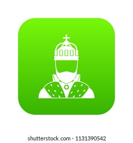 King icon digital green for any design isolated on white vector illustration