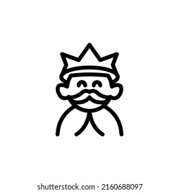 King Icon. Line Art Style Design Isolated On White Background