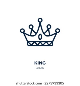 king icon from luxury collection. Thin linear king, knight, medieval outline icon isolated on white background. Line vector king sign, symbol for web and mobile