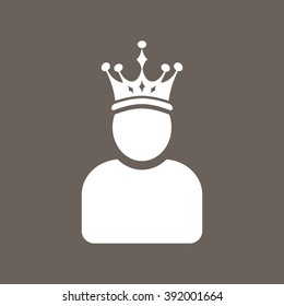 King Icon on Dark Gray Color. Eps-10.