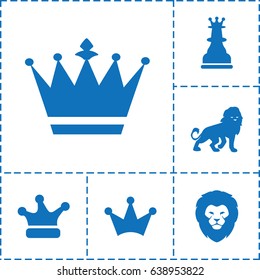 King icon. set of 6 king filled icons such as lion, crown, crown