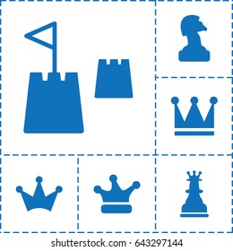 King icon. set of 6 king filled icons such as crown, crown, chess king, castle tower
