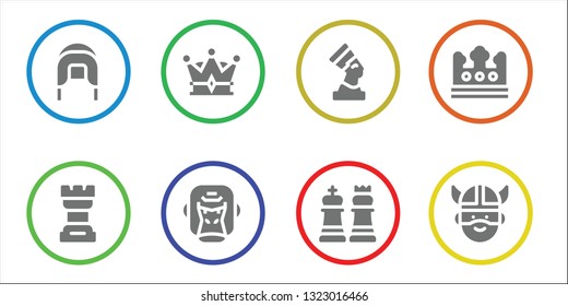 king icon set. 8 filled king icons.  Simple modern icons about  - Coif, Chess, Crown, Gorilla, Pharaoh, Viking