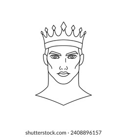 Icono King en estilo lineal simple sobre fondo blanco.