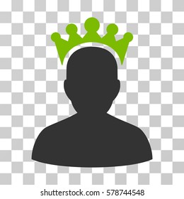King icon. Vector illustration style is flat iconic bicolor symbol, eco green and gray colors, transparent background. Designed for web and software interfaces.