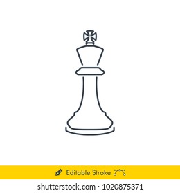 King Icon / Vector - In Line / Stroke Design (Chess Pieces/Chessman) 