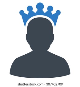 King icon. Vector style is flat bicolor symbols, smooth blue colors, rounded angles, white background.