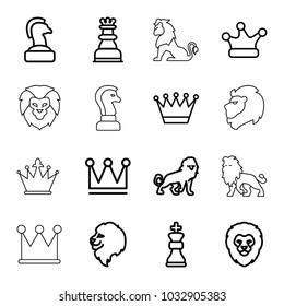 King icons. set of 16 editable outline king icons such as lion, crown, crown, chess horse