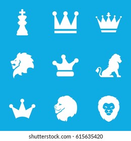 King icons set. set of 9 king filled icons such as lion, crown, Crown