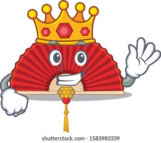 King Indonesian chinese folding fan on cartoon character mascot design