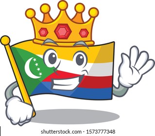 King Indonesian flag comoros on cartoon character mascot design
