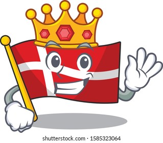 King Indonesian flag denmark on cartoon character mascot design