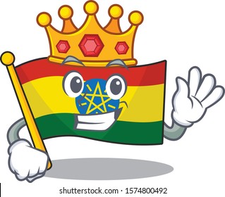 King Indonesian flag ethiopia on cartoon character mascot design