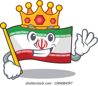 King Indonesian flag iran on cartoon character mascot design