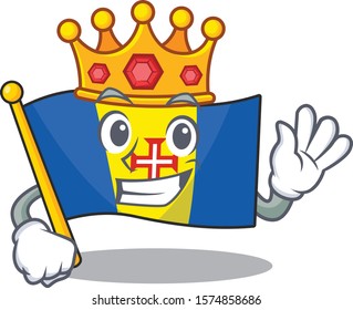 King Indonesian flag madeira on cartoon character mascot design