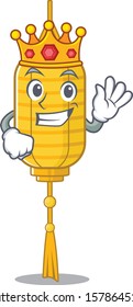 King Indonesian lamp hanging on cartoon character mascot design