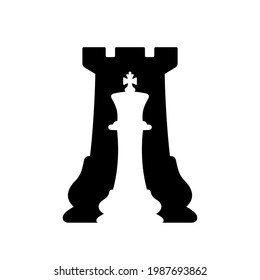 King inside the rook. Chess vector illustration.